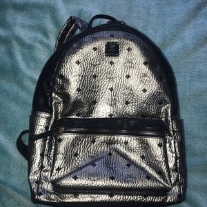 Black and silver MCM bookbag